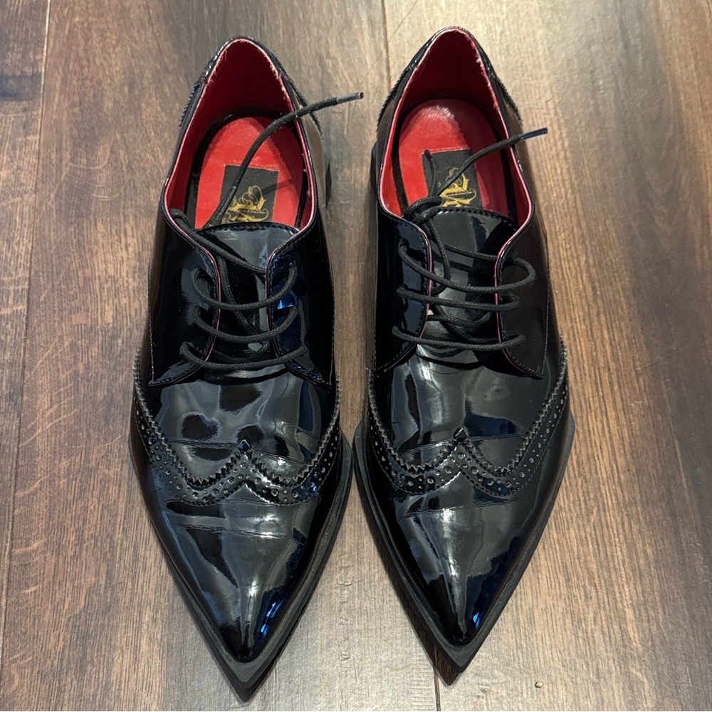 Kat Von D Black Patent Vegan Leather Nina Oxford Shoes